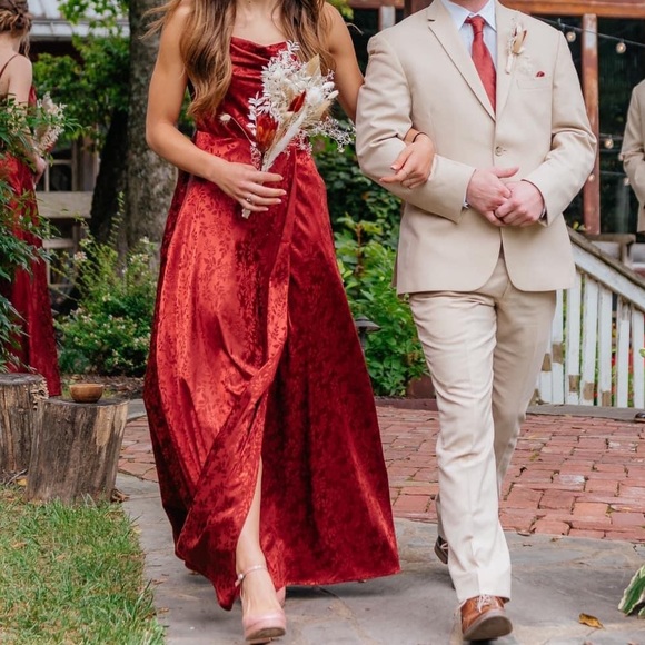 CELEBRATE DB STUDIO jacquard cowl neck bridesmaid dress F20573 Cinnamon small - Picture 6 of 9